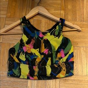 Lululemon Athletica Yellow Black Crop Tank Top